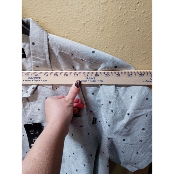 Molokai surf nwt anchor Gray button up Men's short sleeve shirt 2XL - Picture 4 of 4